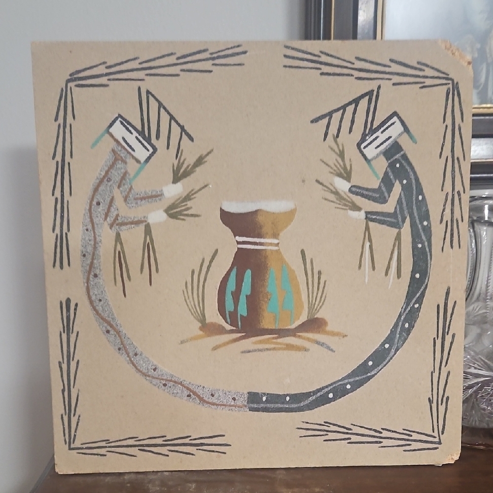 Signed Vintage Authentic Native American Handmade Painting SALE-